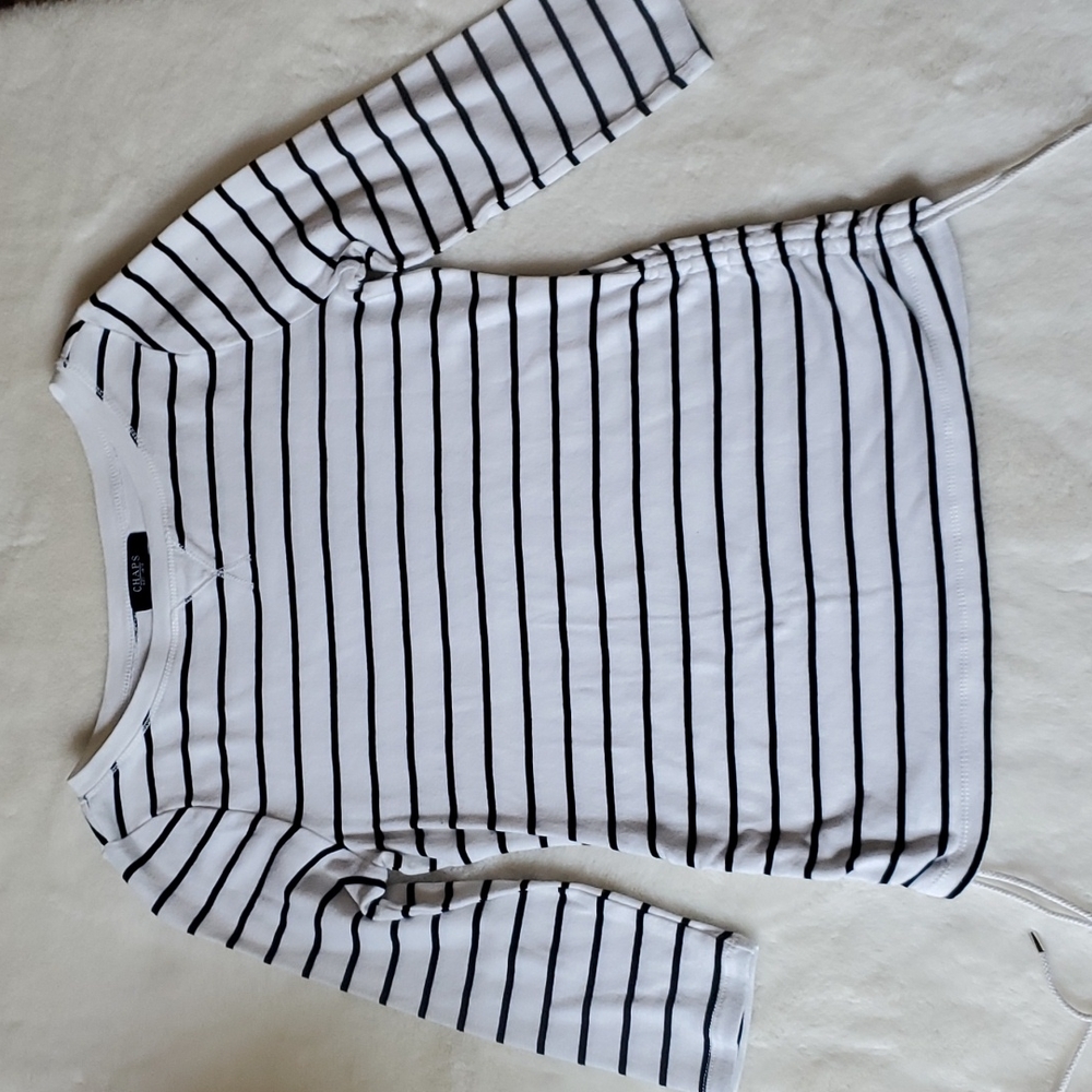 CHAPS Striped 3/4 Sleeve Top Size Small